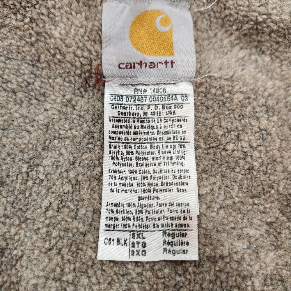 Vintage Carhartt Sherpa-Lined Ridge Jacket Canvas Faded Black C61 DKB Men’s 2XL - Picture 7 of 15